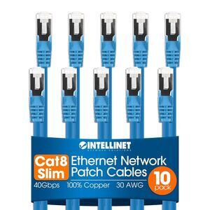 Slim Cat8 Ethernet Network Patch Cable – 10-Pack - 40Gbps & 2000MHz, Snagless...